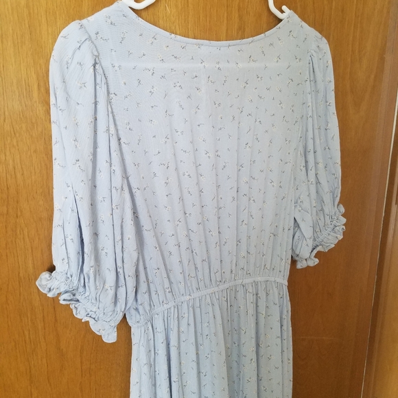Bohme Light Blue Floral Tiered Midi Dress
